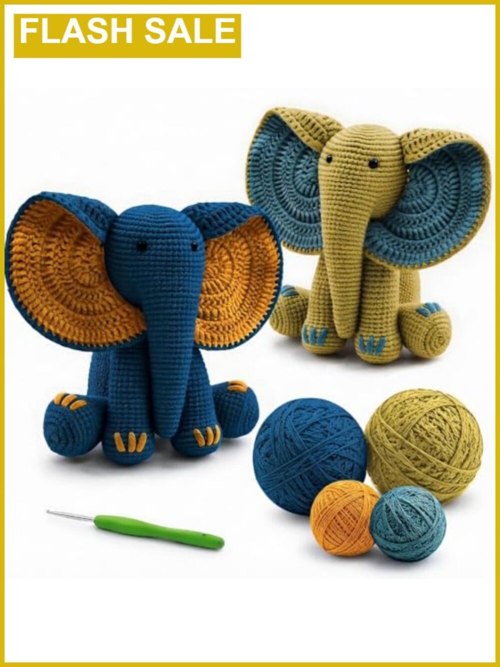 Crochet Kit for Beginners DIY Amigurumi Elephant Chenille Yarn Craft Gift
